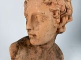 marble bust of a young man with curly hair
