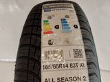a close up of a tire with a sticker on it