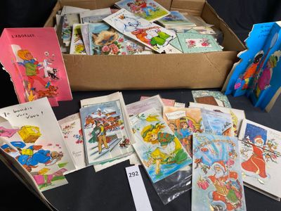 a lot of cards in a box on a table