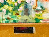 a painting of flowers in a vase on a table