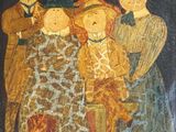 une image représentant un tableau où l'on voit un groupe de personnes avec un chien mort