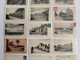 plusieurs vieilles photographies en noir et blanc d'un bâtiment et d'autres bâtiments