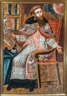 an image of a painting of a man sitting in a chair