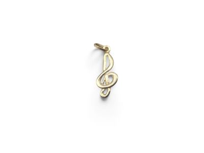 a gold treble charm on a white background