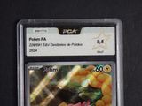a close up of a pokemon card on a black surface
