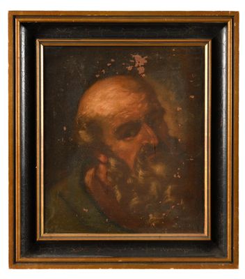 portrait of an old man with a beard in a gold frame