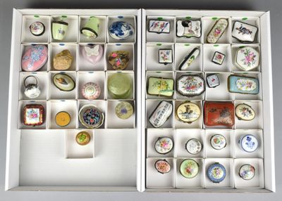 a box filled with assorted items that are sitting on top of a table