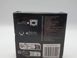 the back of a black box with a white label on it