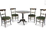 an image of a set of four chairs and a table