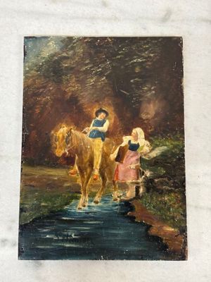 D'après SCHNEIDER Scène galante au bord de ruisseau