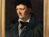 a painting of a man in a green coat and bow tie