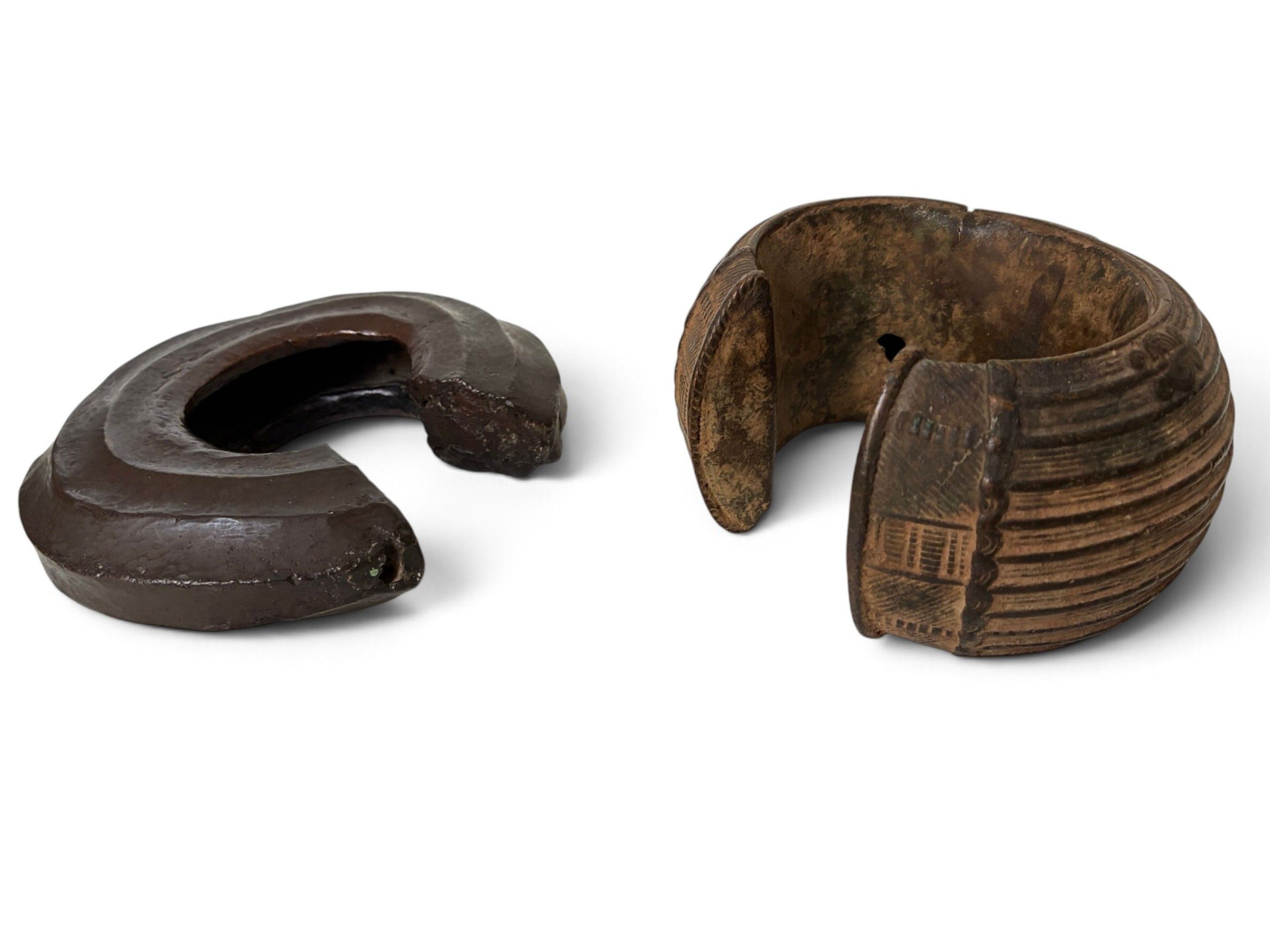 Lot de 2 bracelets en bronze - Afrique de l'Ouest