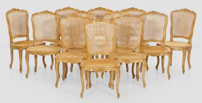 set of six louis xvi style cane back dining chairs