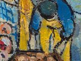 un tableau représentant un homme et une femme sur un bateau