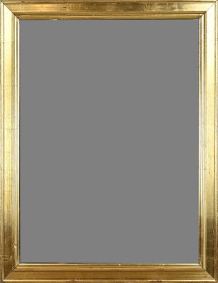 an antique gold frame with a gray background