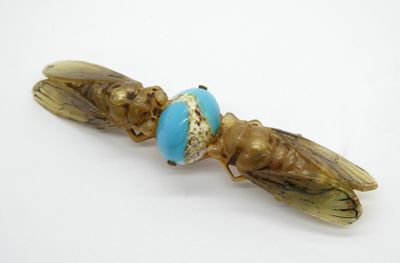 un petit insecte avec une perle bleue sur le dos