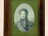 portrait of a man in a military uniform in a wooden frame