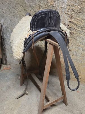 une image représentant une selle posée sur un support