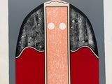 une image représentant un tableau d'un bâtiment rouge et gris