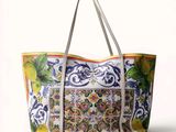 an image of a large multicolored bag with a floral design
