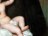 an old painting of a man holding a baby in his lap