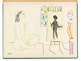une image représentant un dessin d'un homme et d'une femme devant un miroir