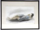 painting of a woman laying on her back on the ground