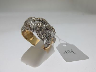 bague monture or 750°/°° deux tons pavée de pierres (manqu… - Photo 1
