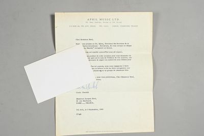 [Jacques BREL - ISRAËL]. Lettre dactylographiée signée de Cl…