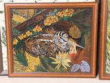 painting of a bird in a field of flowers and a painting of a bird in a field of flowers and a painting of a bird in a field of flowers