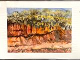 a picture of a painting of trees in a field