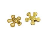 a pair of gold plated flower charms on a white background