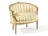 une image d'une chaise avec un siège rembourré à rayures