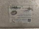 a close up of a metal box with a label on it
