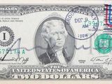 a picture of a one dollar bill with a stamp on it