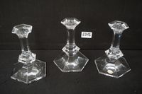 VAL SAINT LAMBERT - 3 bougeoirs en cristal - signés - modèle…