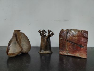 trois vases posés sur une table