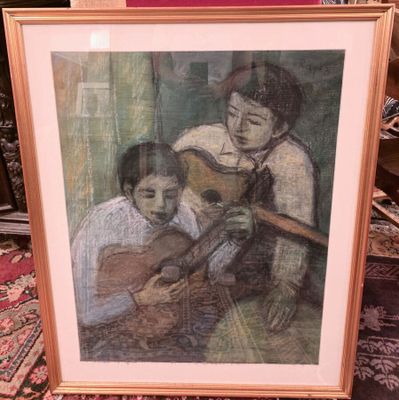 RAGUZ Secko (1963) - Enfant musicien - (78 x 62 cm)