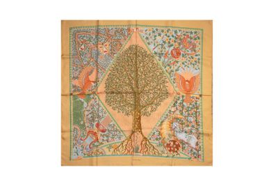 l'image d'un dessin représentant un arbre sur une nappe