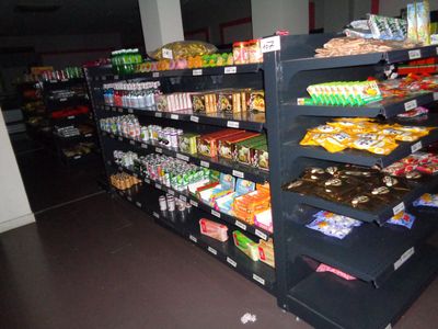many shelves of snacks and snacks in the store