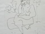 an image of a drawing of a man sitting on a bench