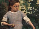 un tableau représentant une jeune fille tenant un panier de fruits