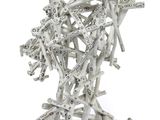 a sculpture made out of metal sticks and a white background