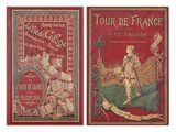 two book covers of tour de france with a man on a hill