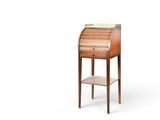 an image of a small wooden desk with a shelf underneath it
