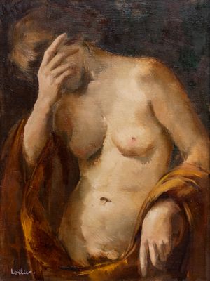 an image of a painting of a nude woman sitting on a chair
