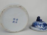 a blue and white plate and a blue and white bowl