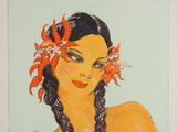an image of a painting of a woman with a flower in her hair