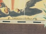 a picture of a painting of a man with a hat and a cane