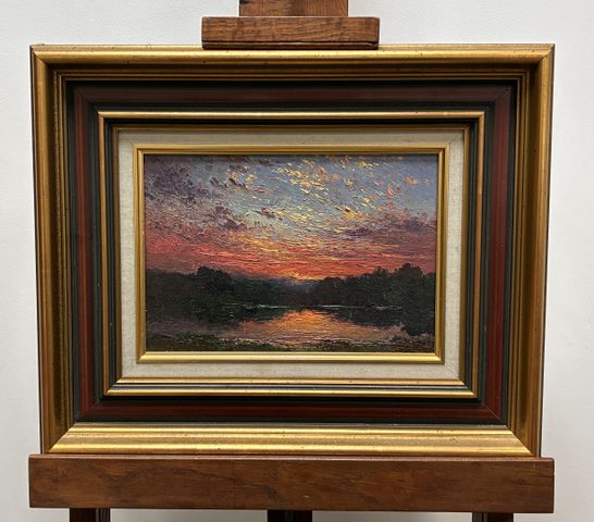 Jean Claude RESCHE (XXème) : « Coucher de soleil ». Huile sur toi...